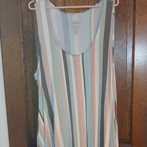 🌈 Torrid Multicolored Striped Jersey Hi-Lo Maxi Dress size 4x Like New! - Picture 2 of 5